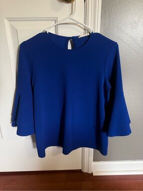 First Love Cobalt Blue Bell Sleeve Blouse
